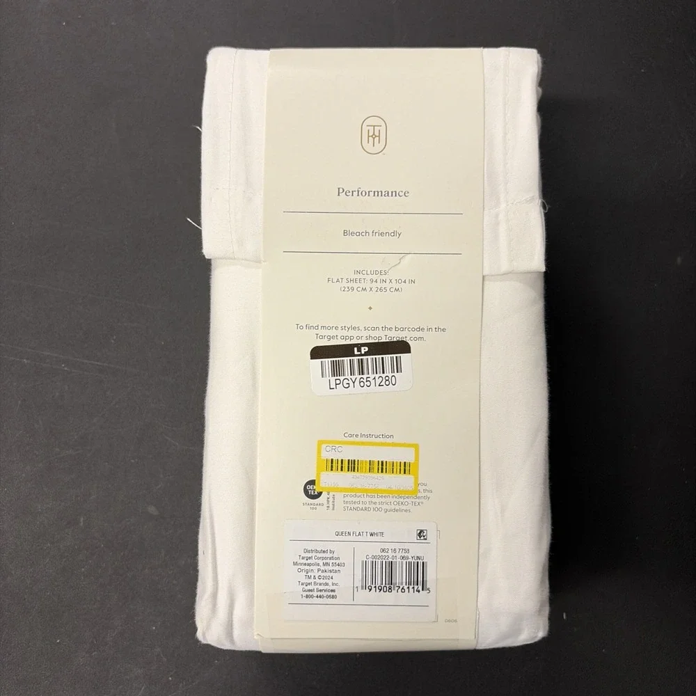Threshold Queen 400 Thread Count Performance Flat Sheet In Sour Cream NWT 20551